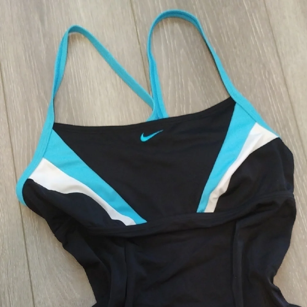 Nike Black and Teal Swimsuit - Picture 1 of 10